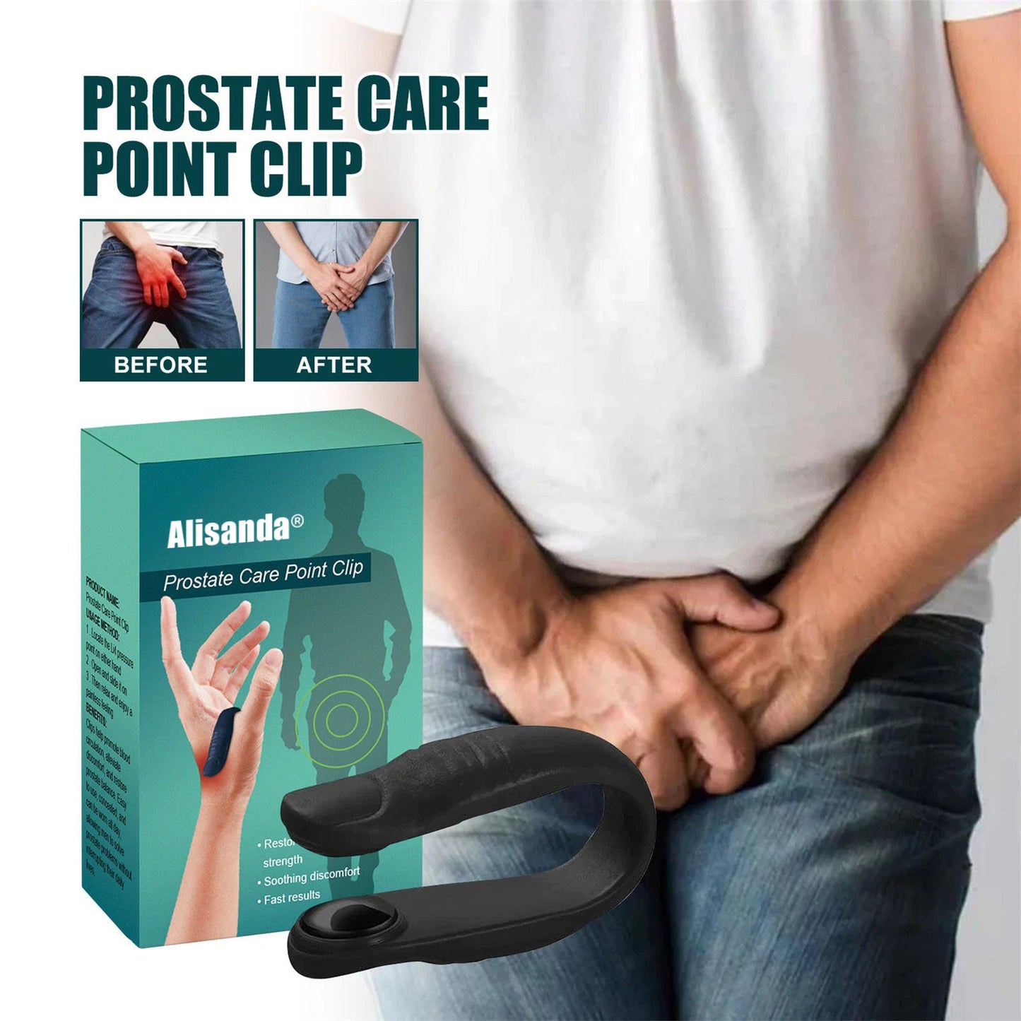 Prostate care acupressure clip, protecting prostate health.